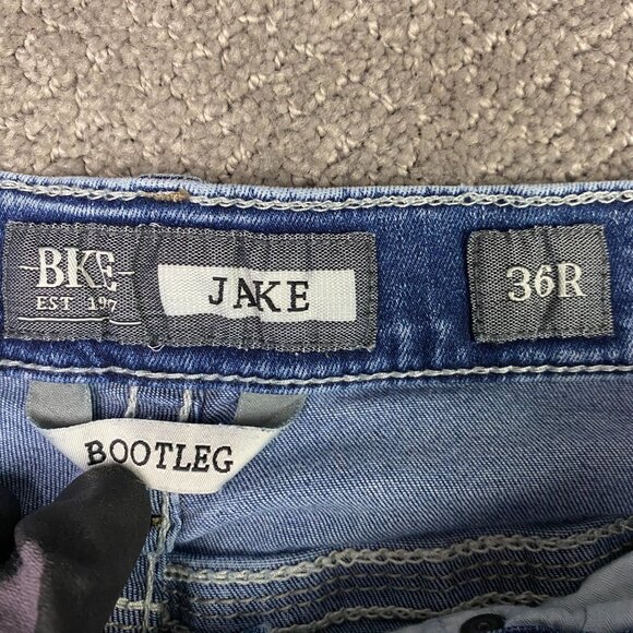 BKE Jake Bootleg Jeans Men's 36R Measures 34 x 30 Blue Stretch Denim Bootcut - Picture 7 of 14